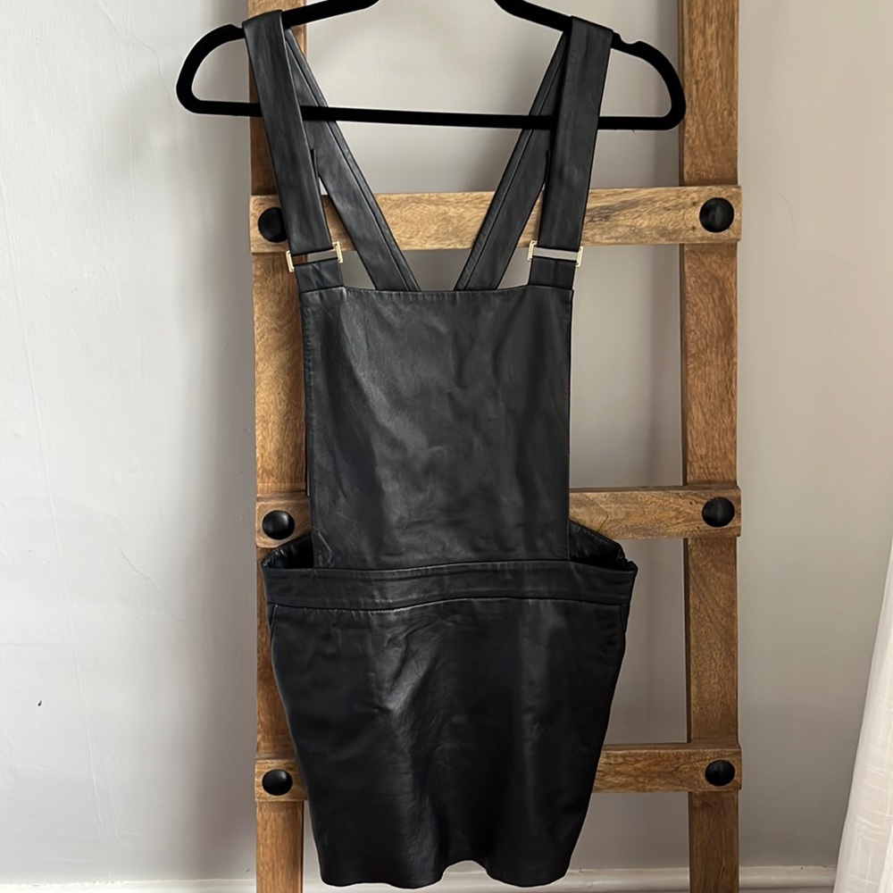 Love Leather Overall Mini Dress sz xs